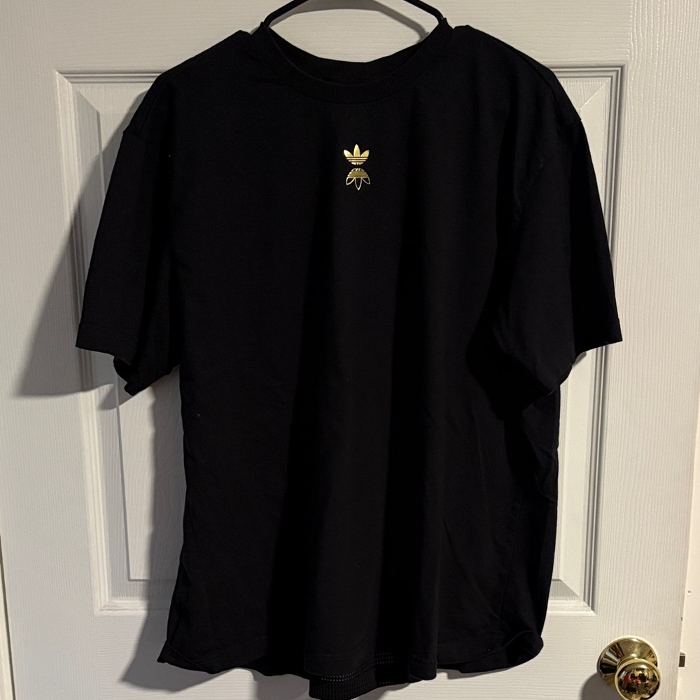 Adidas Black Tee with Gold Logo